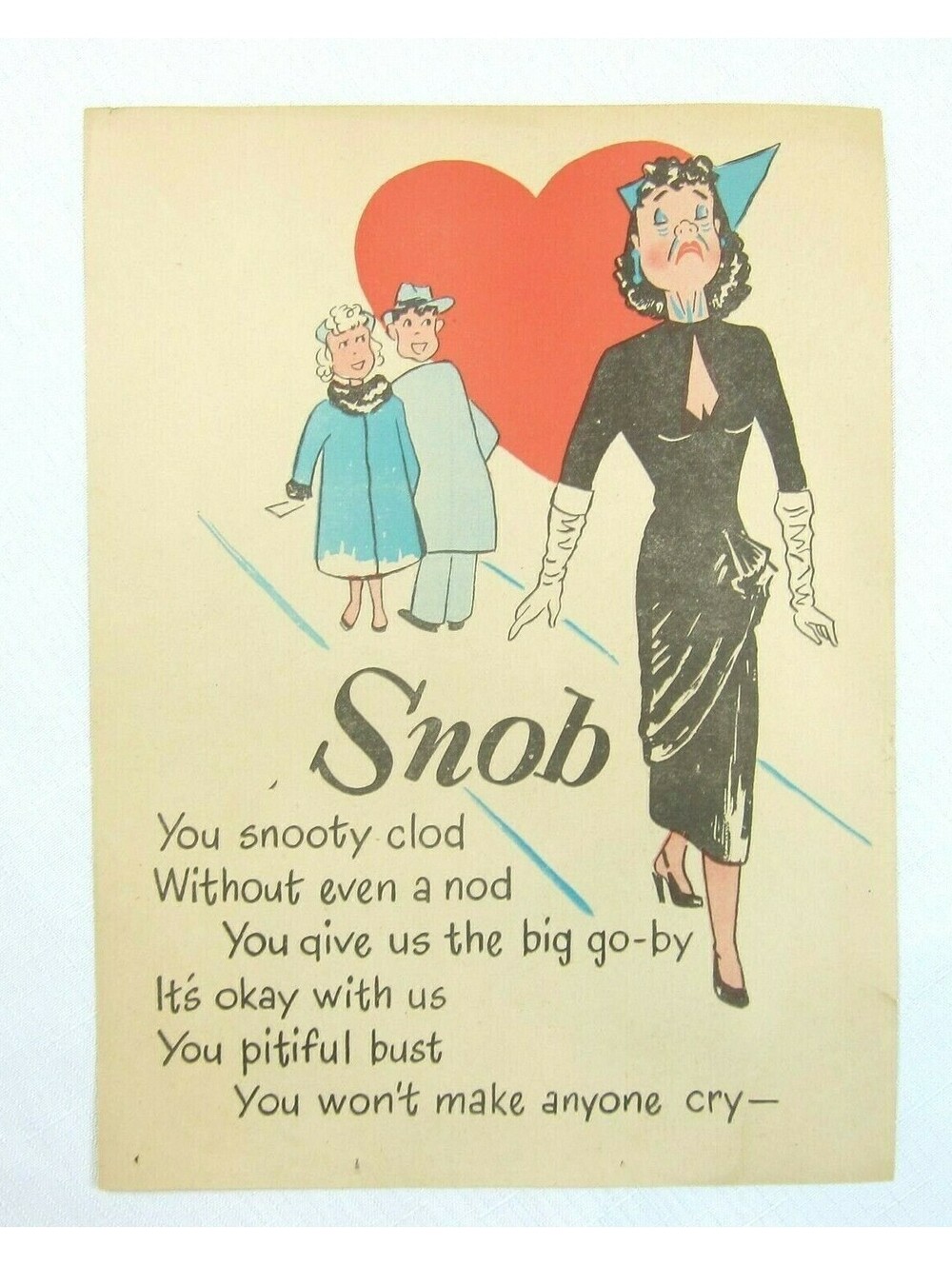 Vintage Vinegar Valentine Snob Penny Dreadful Sarcasm Insult Poem Ephemera 8x10